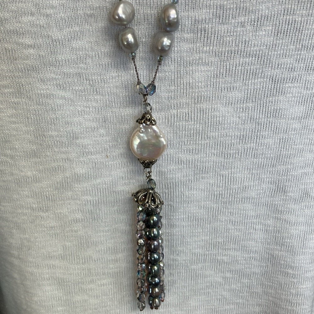 Handmade Freshwater Pearl Tassel Necklace - Picture 3 of 5